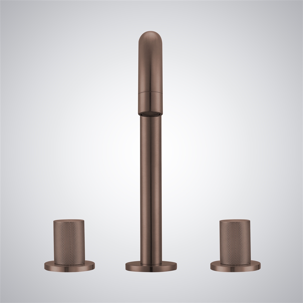 Fontana Bagnara Contemporary Oil Rubbed Bronze Finish Deck Mounted Bathroom Sink Faucet with Dual Knob
