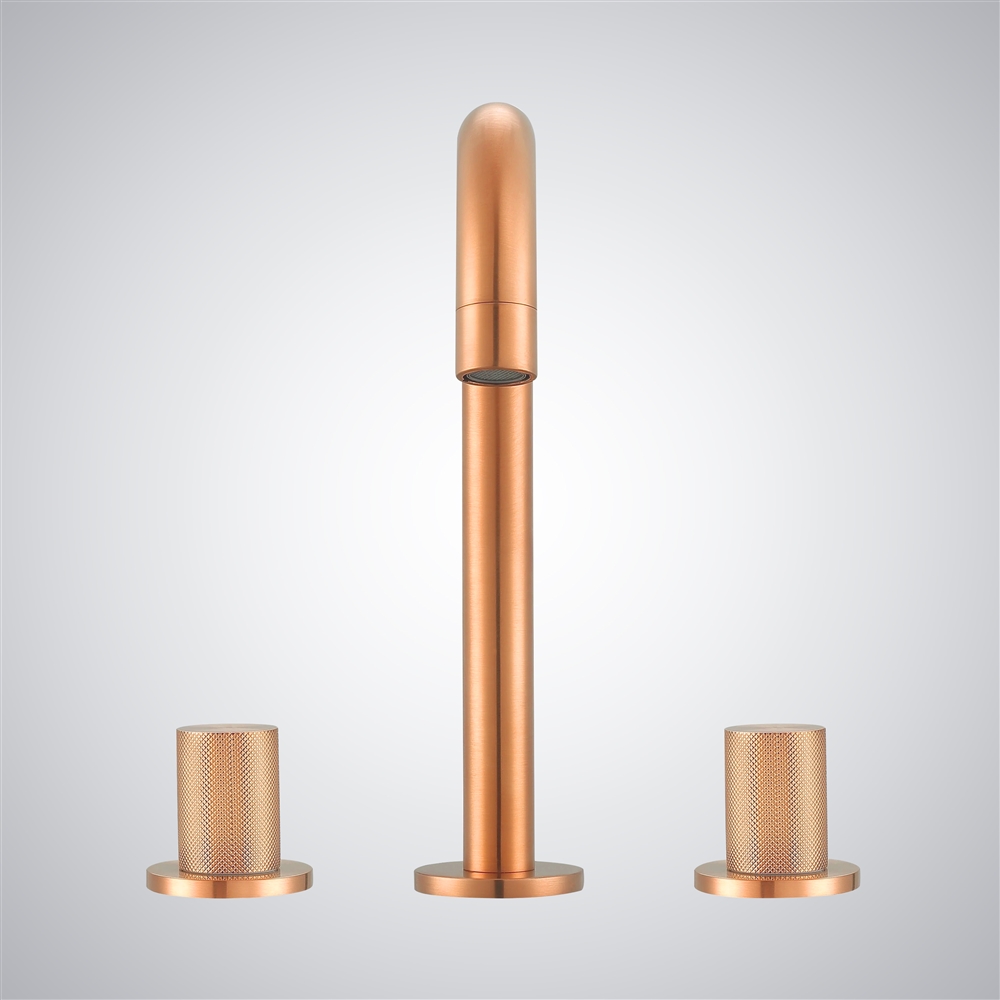 Fontana Bagnara Bliss Rose Gold Finish Deck Mounted Bathroom Sink Faucet with Dual Knob