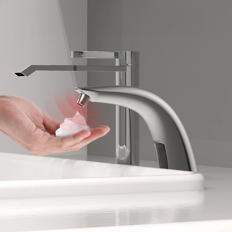 Fontana LubrÃ­n Deck Mounted Automatic Faucet & Soap Dispenser In Brushed Nickel Finish
