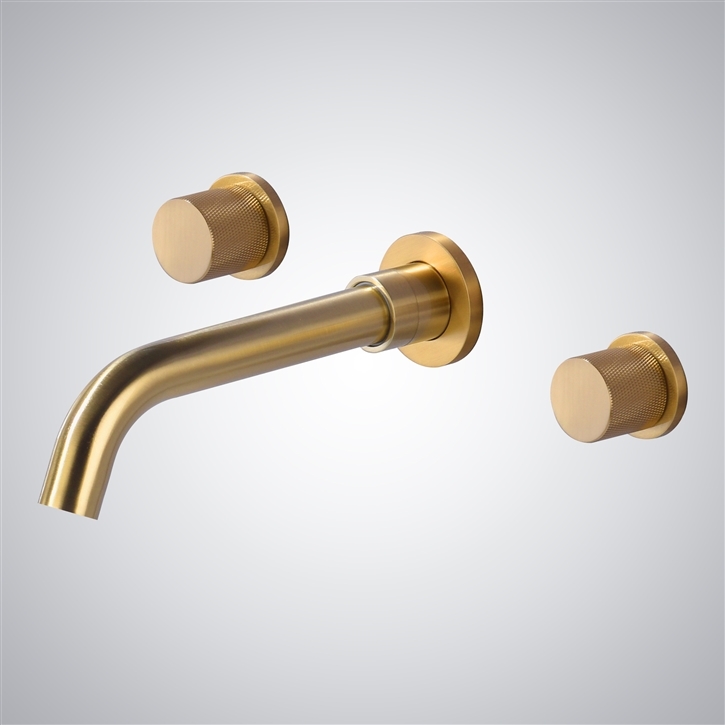 Fontana Tormos Sleek Wall Mounted Sink Faucet in Gold Finish