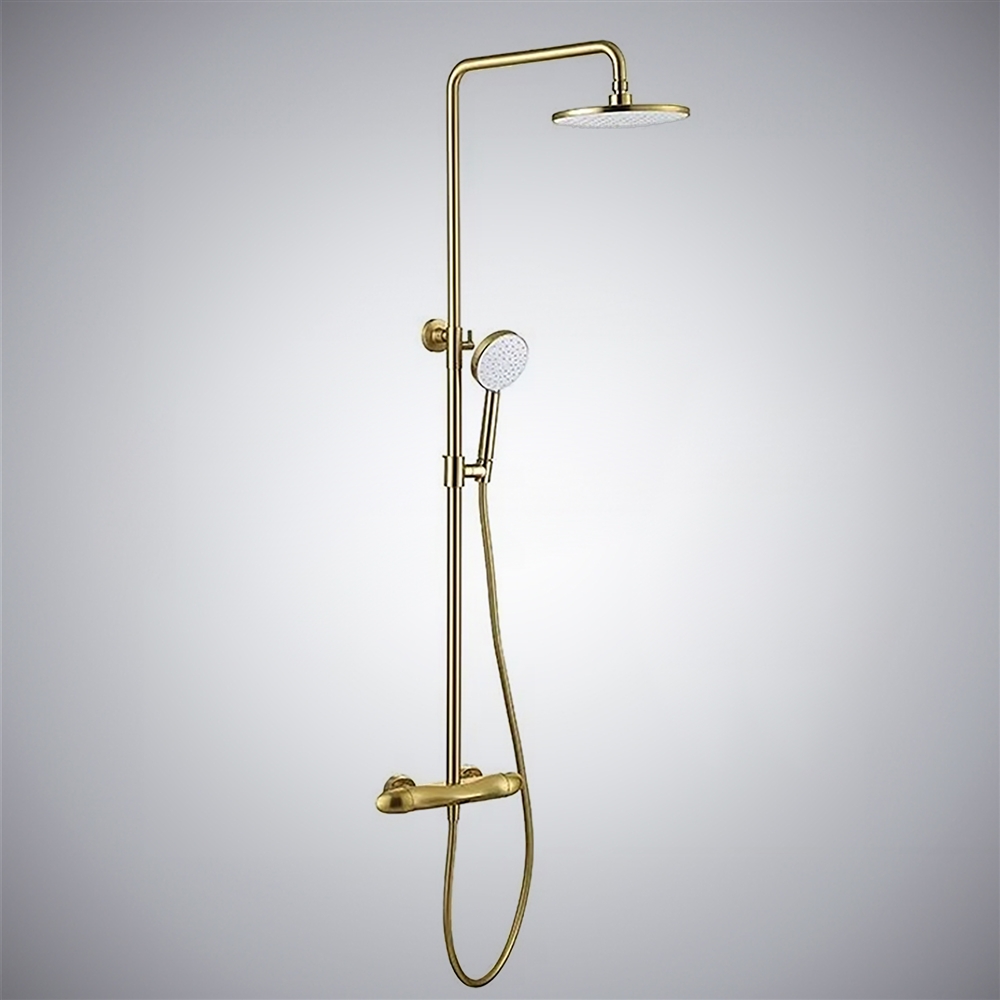 Fontana Moya Brushed Gold Wall Mounted Shower System with Hand Shower ...