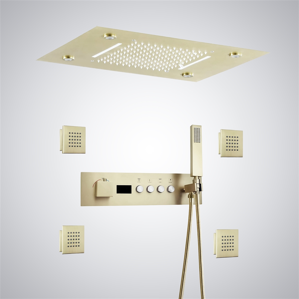 Fontana Orvieto Asthetic LED Thermostatic Digital Shower Set in Champagne Finish