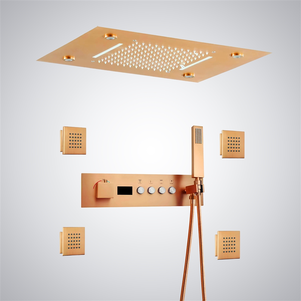 Fontana Orvieto Rose Gold FInish LED Thermostatic Digital Shower Set