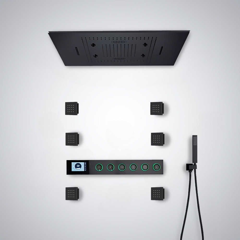 Fontana Ivrea Matte Black Thermostatic LED & Music Shower System