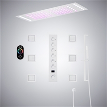 Fontana Todi Matte White Finish Multifunctional Digital Display Luxury Shower Set with Remote Control Light