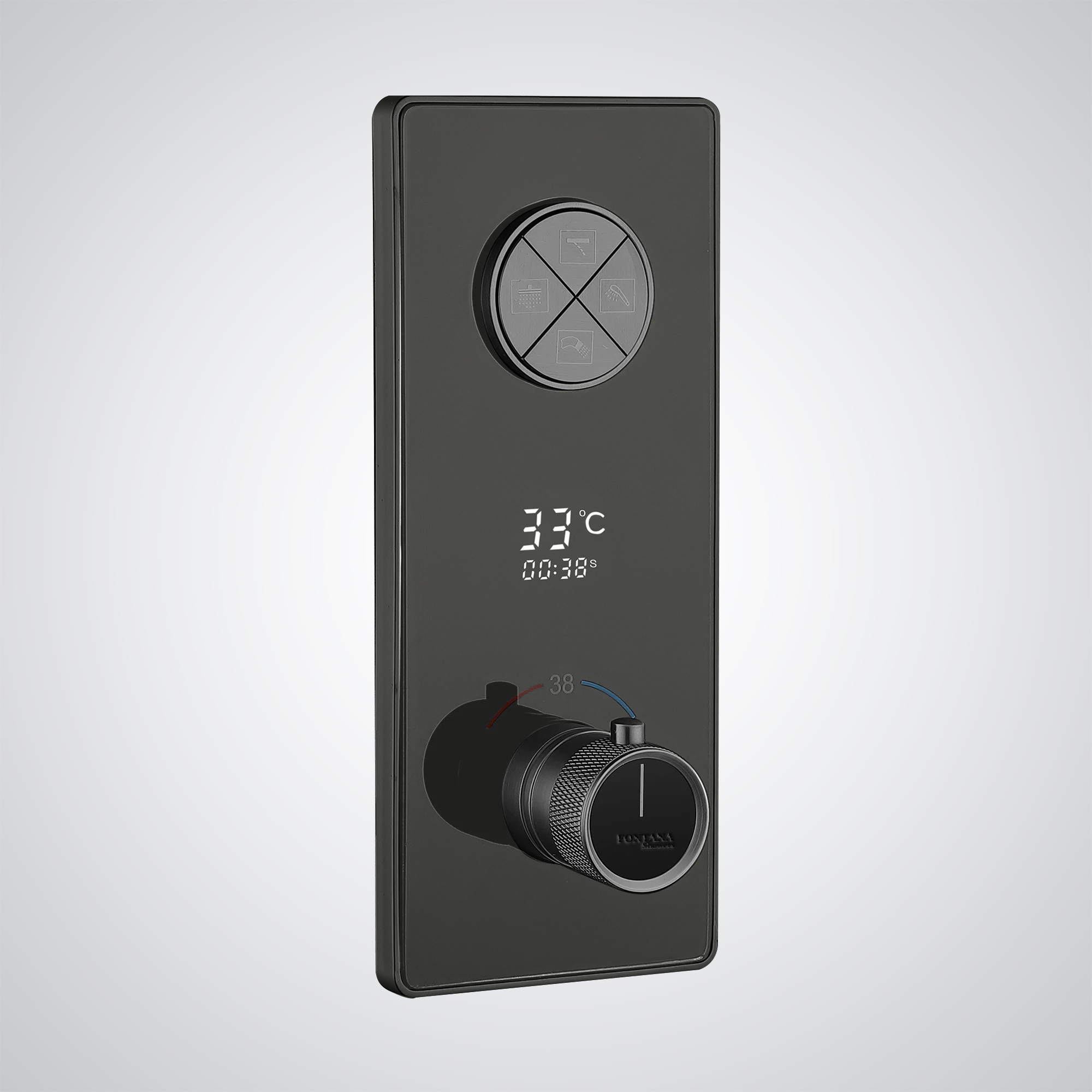 Fontana Gun Metal Gray In Thermostatic Mixer With Temperature Display ...