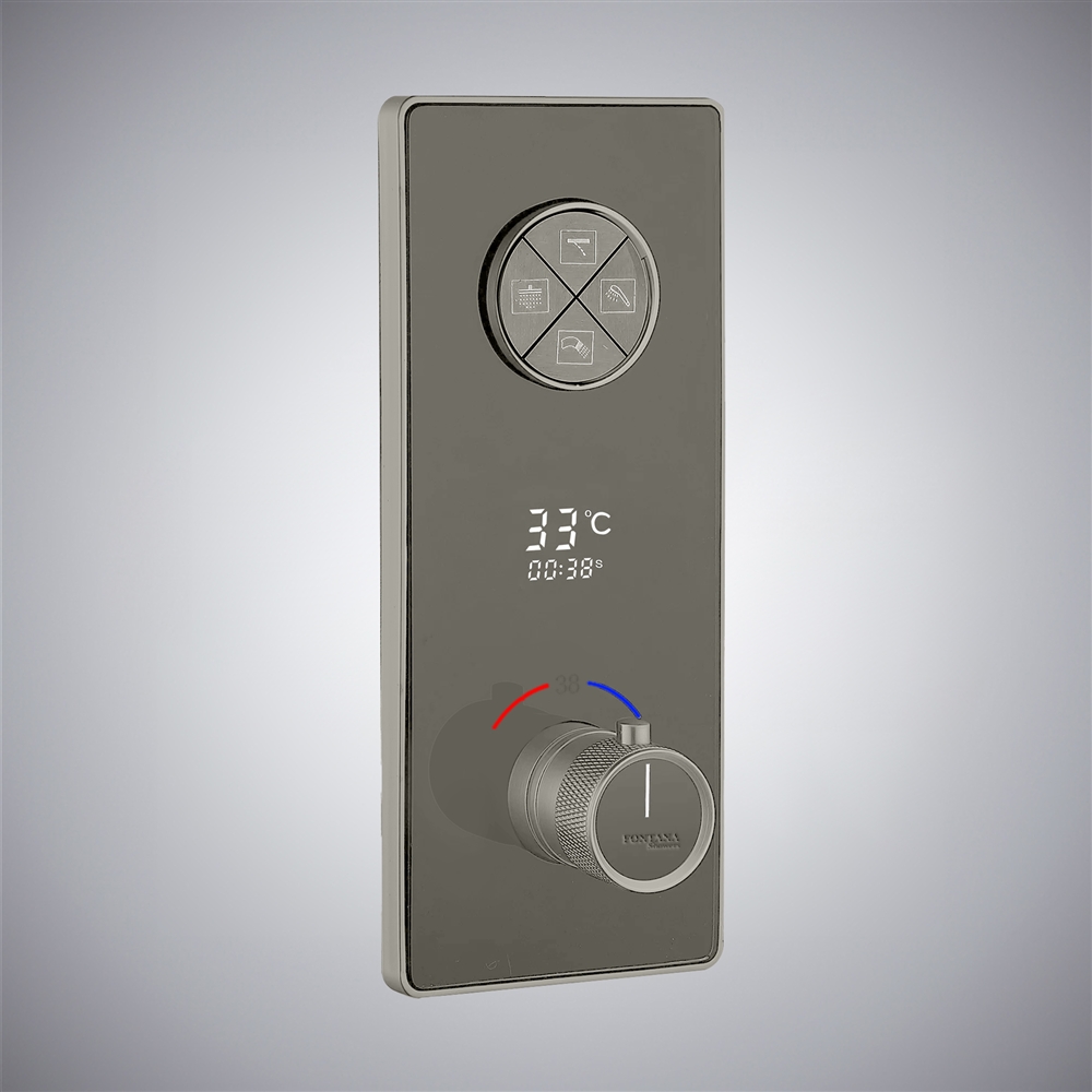 Fontana Gun Metal Gray In Thermostatic Mixer With Temperature Display