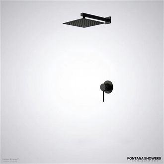 Matte black rainfall shower set