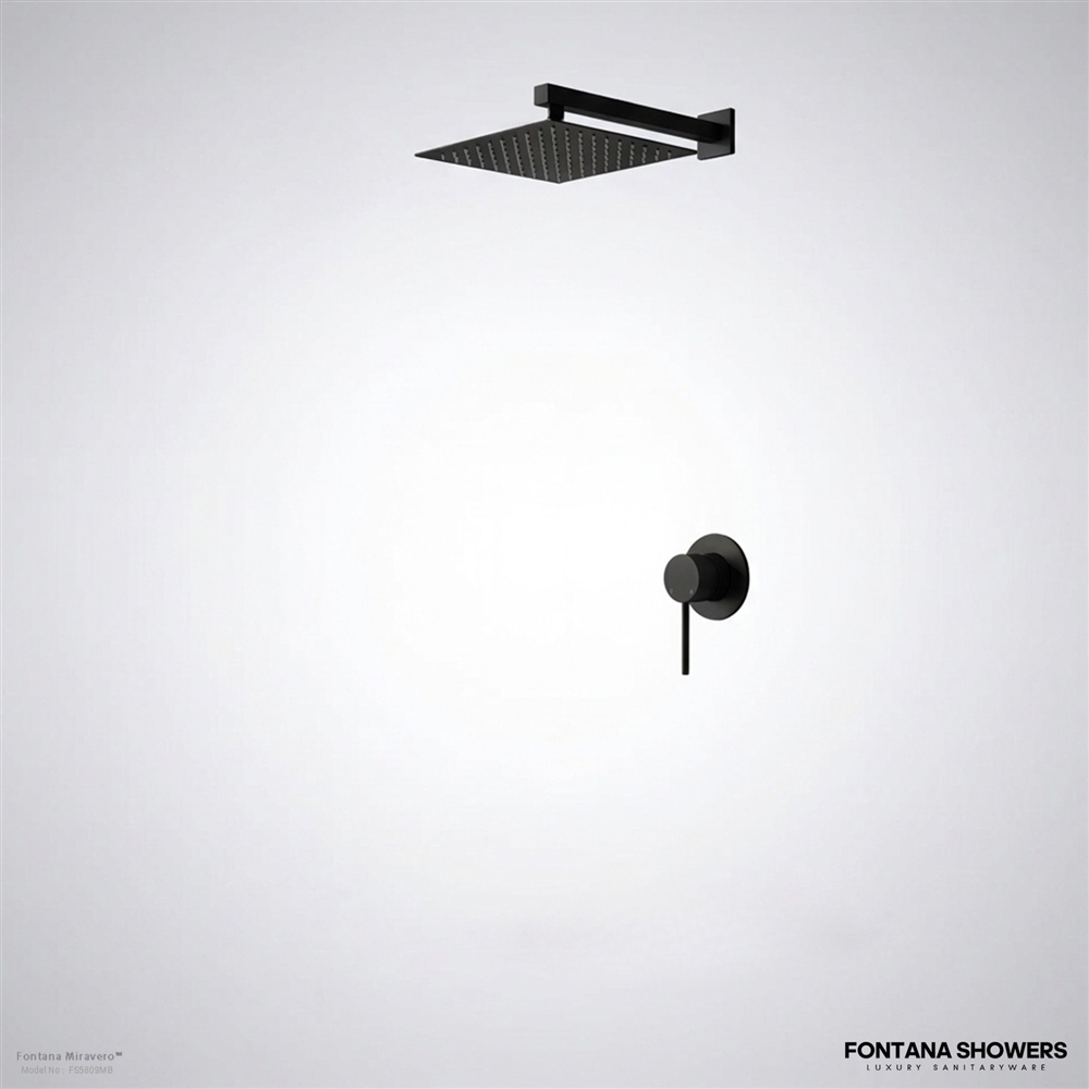 Matte black rainfall shower set