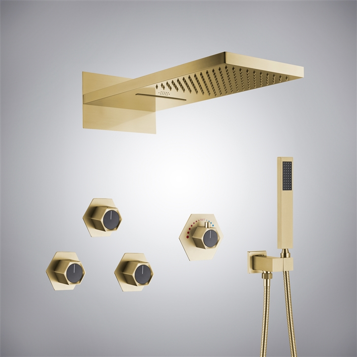 Fontana Nanterre Brushed Gold Musical LED Shower Set â€“ Modern ...