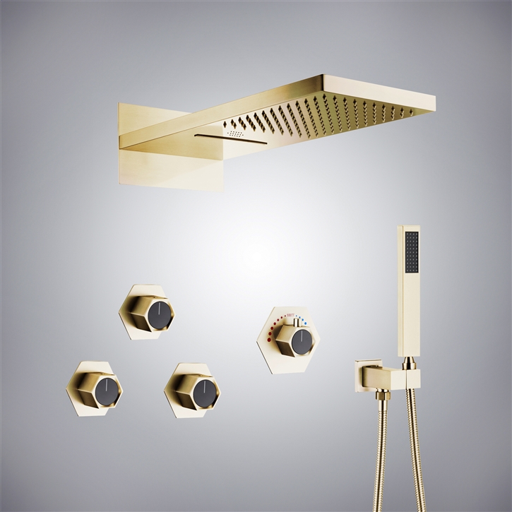 Fontana Nanterre Champagne Thermostatic Music Shower System ...
