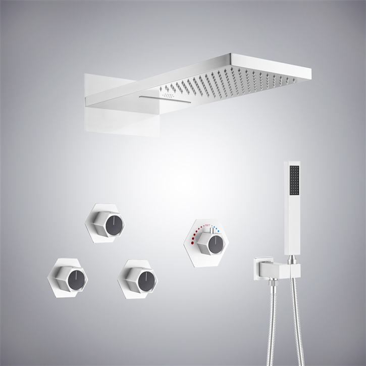 Fontana Nanterre Matte White LED Music Shower Set - Modern Shower ...