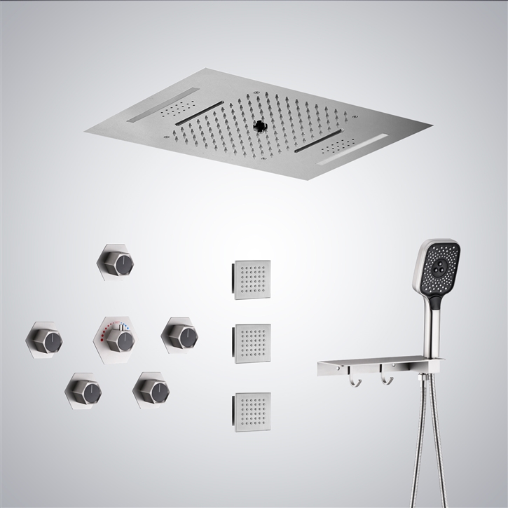 Fontana Saint-Nazaire Brushed Nickel LED Thermostatic Shower Set | LED ...
