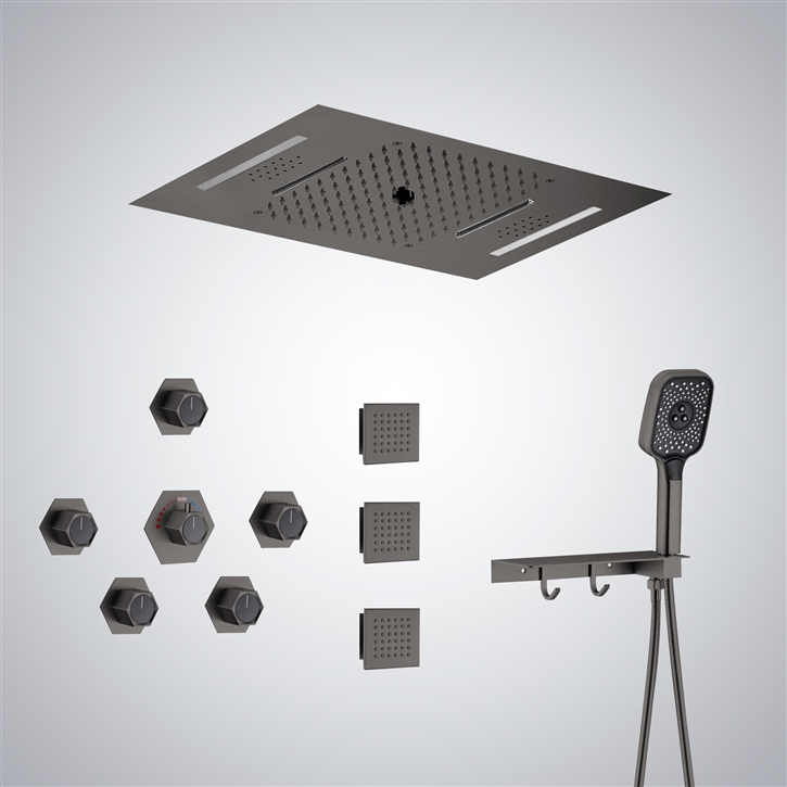 Fontana Saint-Nazaire Gun Metal Gray LED Lighting and Music Shower Set ...