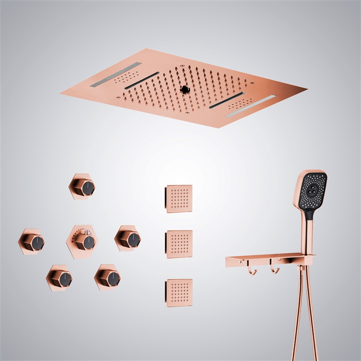 Fontana Saint-Nazaire Rose Gold Multi LED Musical Shower Set | Modern ...