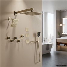 Fontana Venissieux Brushed Gold Luxury Shower System with Dual Head
