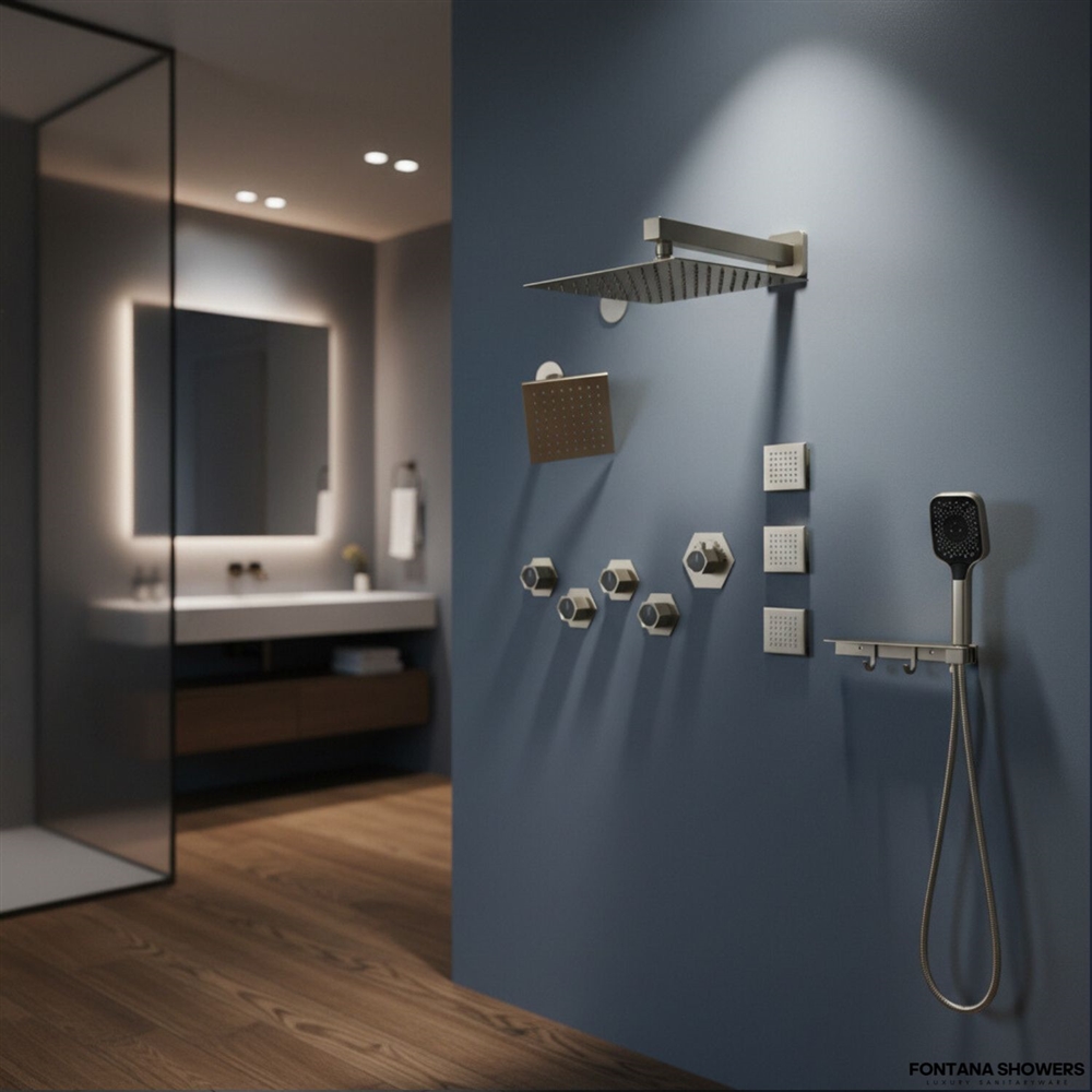 Fontana Venissieux Brushed Nickel Wall Mounted Dual Head Shower System