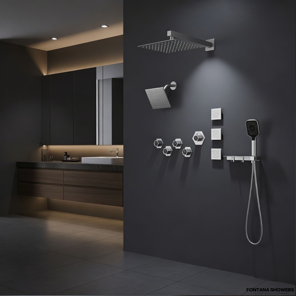 Fontana Venissieux Matte White 12 Inch 2 Function Shower Set