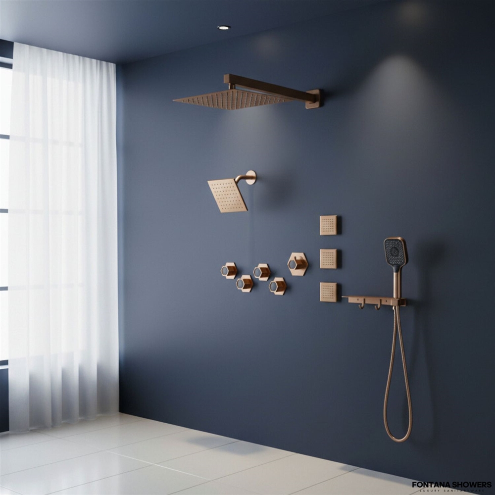 Fontana Venissieux Rose Gold 12" Dual Shower Set