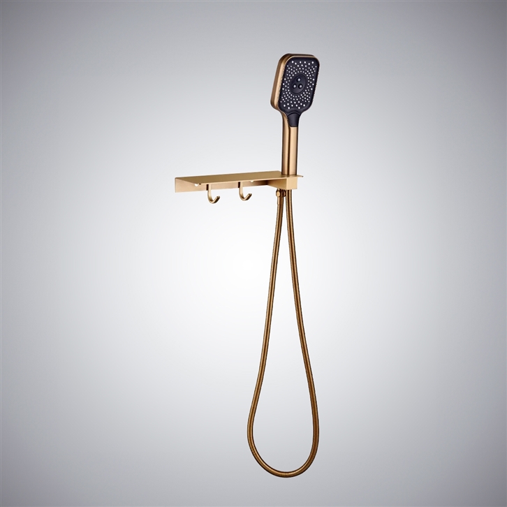 Fontana Loire-Atlantique Brushed Gold Chic Shower Set with Shelf