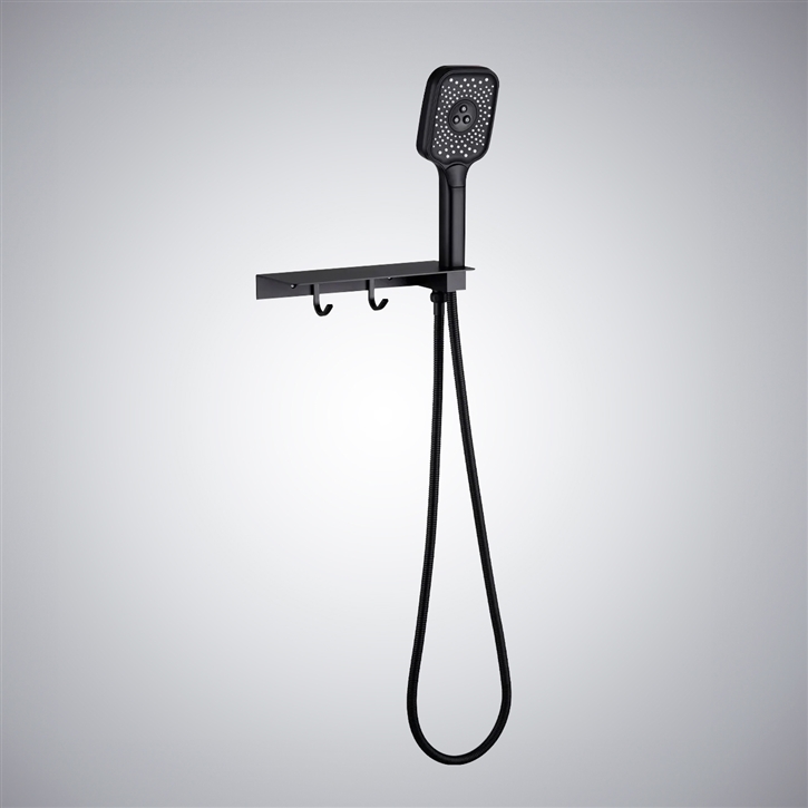 Fontana Loire-Atlantique Matte Black Shower and Shelf Set