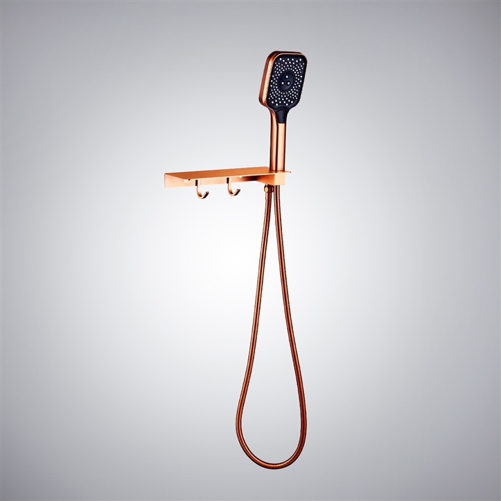Fontana Loire-Atlantique Rose Gold Shower Set with Storage Shelf