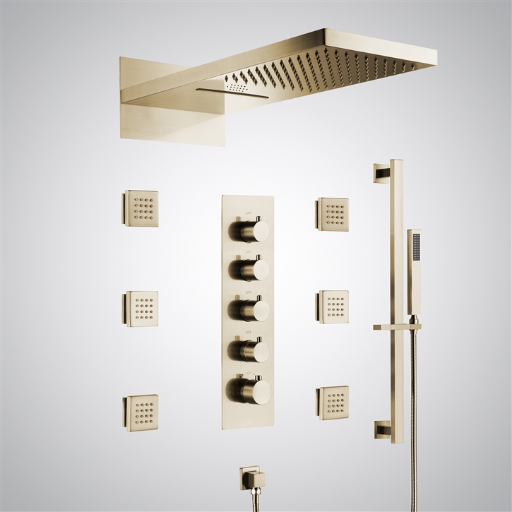 Fontana Tournefeuille Champagne LED Shower Set with Music | Elegant ...