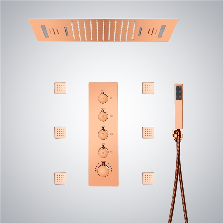 Fontana Manche Rose Gold 22 Inch Multifunctional Shower System