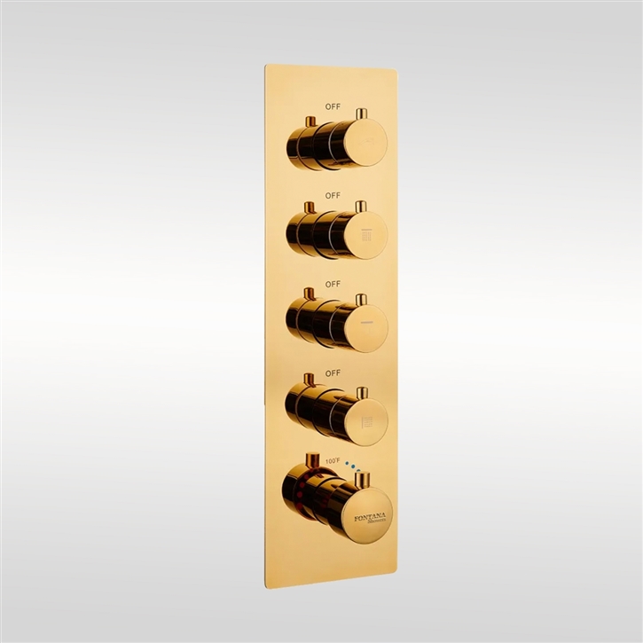 Fontana Normandy Gold Finish Shower Mixer 5 Handle