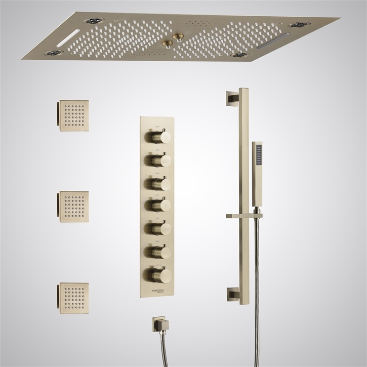 Fontana Corsica Champagne LED Shower Set With Music
