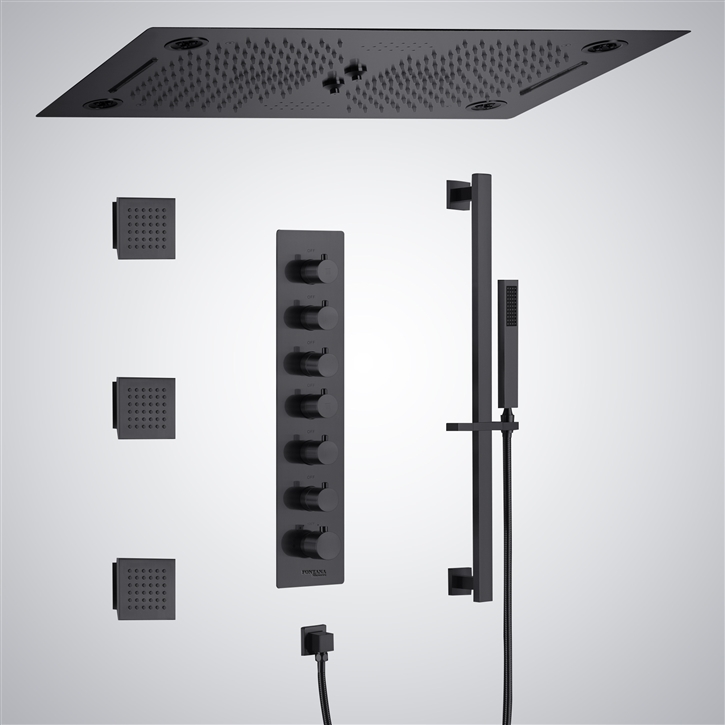 Fontana Corsica Remote Control Musical & LED Shower Set in Matte Black