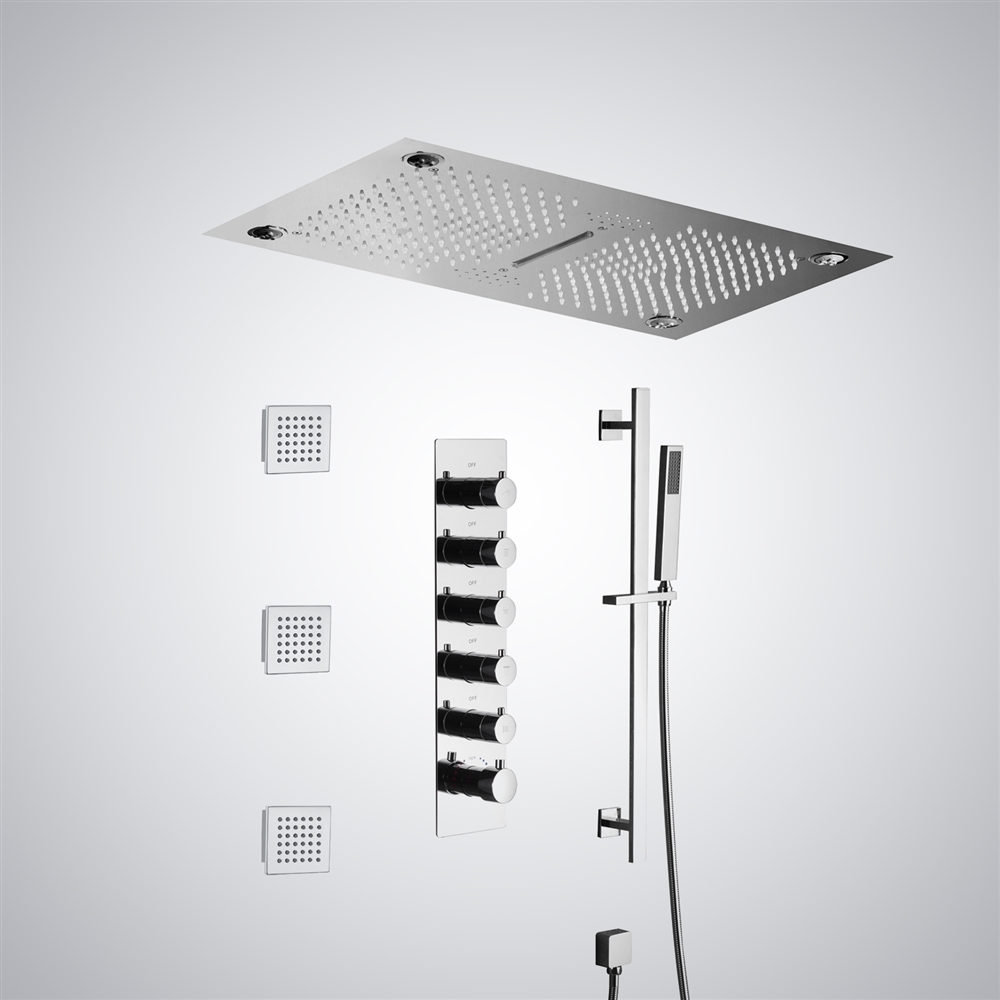 Fontana Montelimar 5 Function Luxurious LED Thermostatic Chrome Shower Set with Music