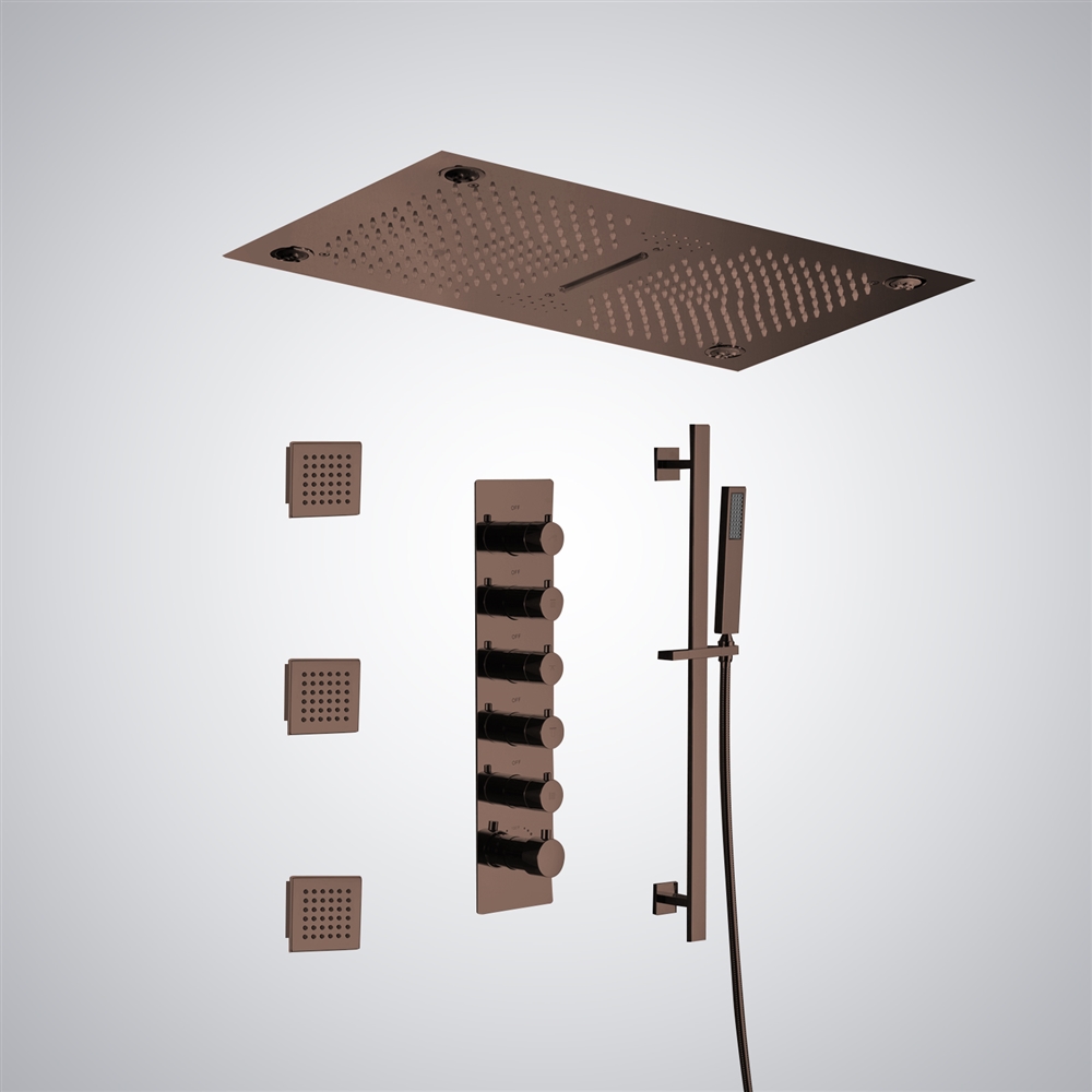 Fontana Montelimar 5 Function Luxurious LED Thermostatic Oil Rubbed Bronze Shower Set with Music