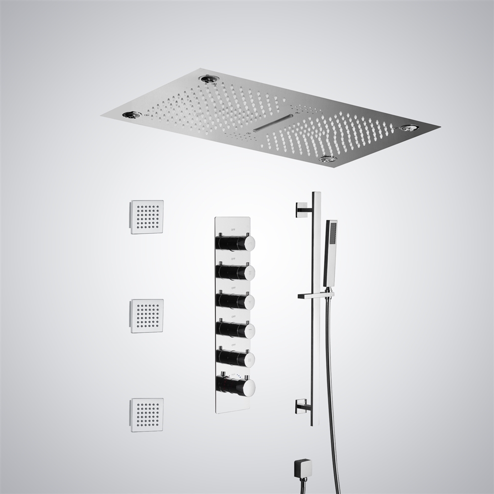 Fontana Echirolles 5 Function Luxurious LED Thermostatic Chrome Shower Faucet with Music