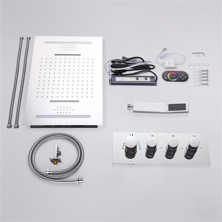 Fontana Haguenau 3 Functions Concealed Installation Luxury Chrome LED and Music Shower Faucet