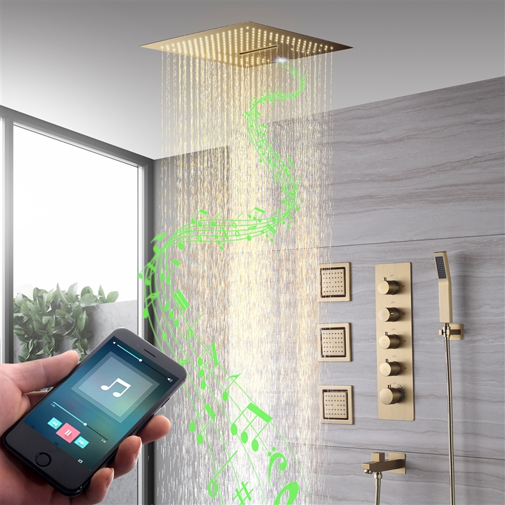 Fontana Cambrai 4 Functions Concealed Installation Luxury Chrome LED and Music Shower Set