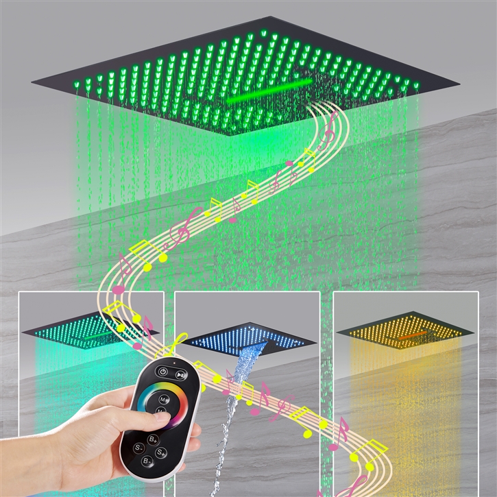Fontana Cambrai 4 Functions Concealed Installation Luxury Matte Black LED and Music Shower Set