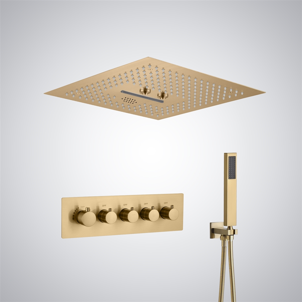 Fontana Epinal 4 Functions Concealed Installation Luxury Brushed Gold LED and Music Shower System