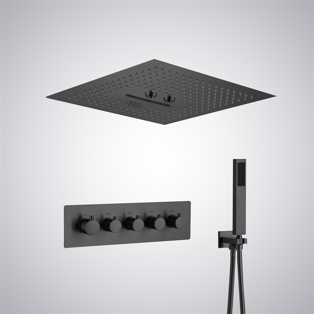Fontana Epinal Luxury Matte Black LED Shower Set With Music