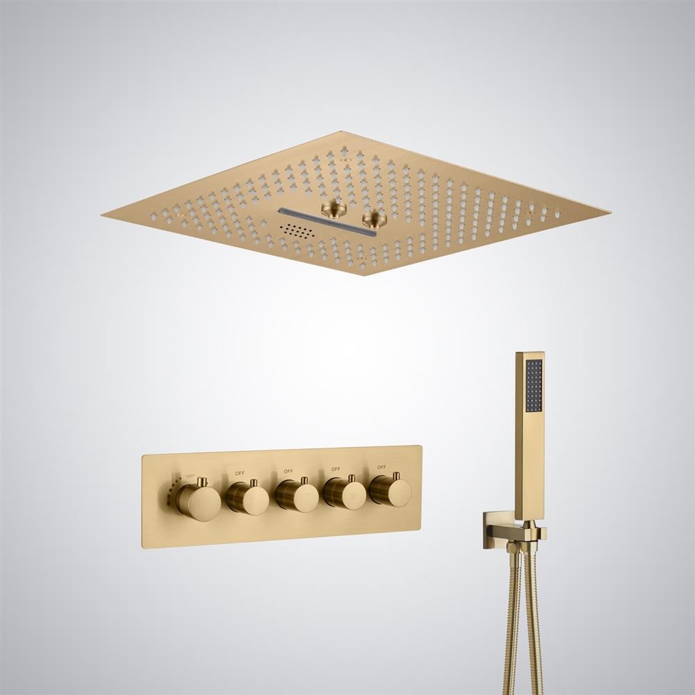 Fontana Les Mureaux Luxury Brushed Gold LED and Music Shower Set