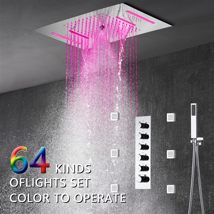 Fontana Chatellerault 4-Function Luxury Brushed Nickel LED and Music Shower Set