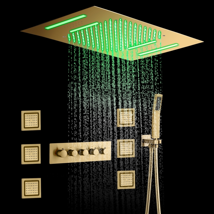 Fontana Chatellerault Luxury Gold LED and Music Shower Set with 4 Functions