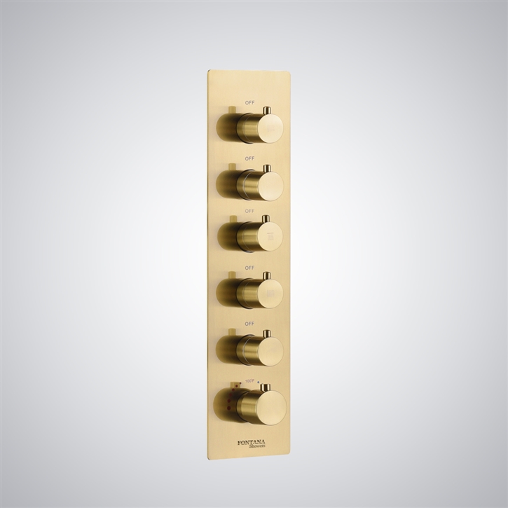 Fontana Montelimar Brushed Gold 5 Handle Refined Look Shower Mixer