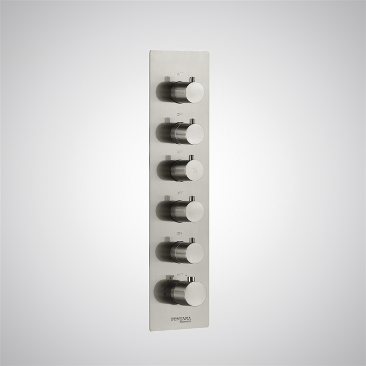 Fontana Montelimar Brushed Nickel 5 Handle Modern Bathroom Shower Mixer