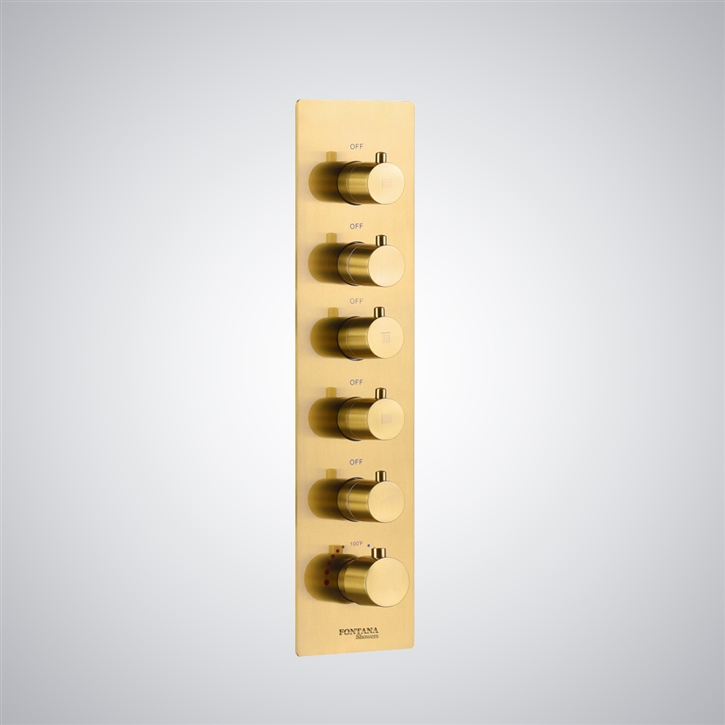 Fontana Montelimar Gold 5 Handle Luxury LED & Music System Shower Mixer