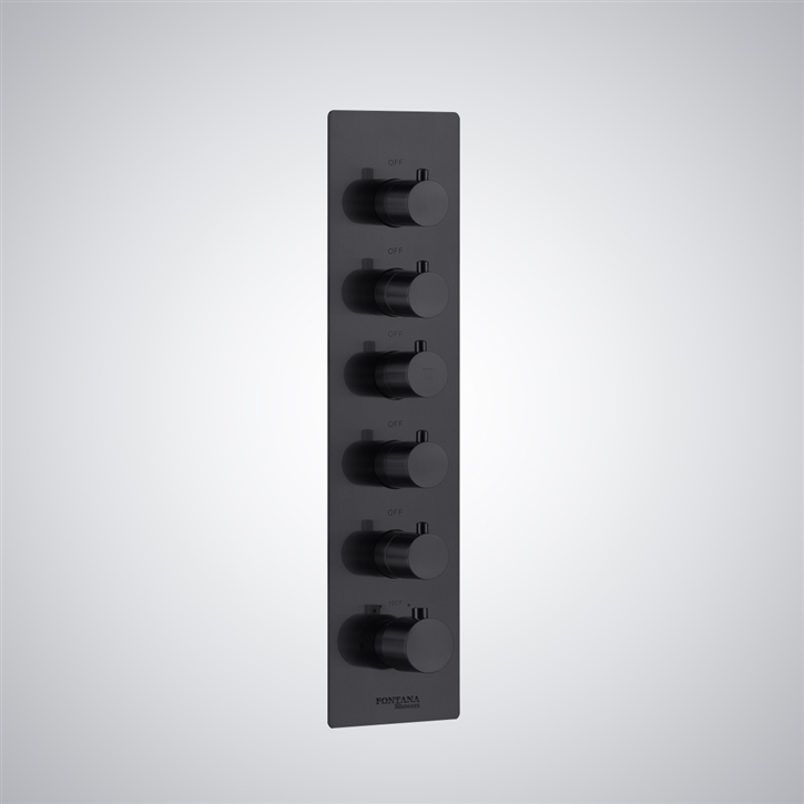 Fontana Montelimar Matte Black 5 Handle Bold Modern Statement Shower Mixer