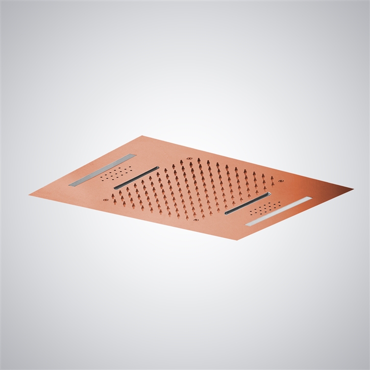 Fontana Auxerre Rose Gold LED Rainfall Waterfall Shower Head