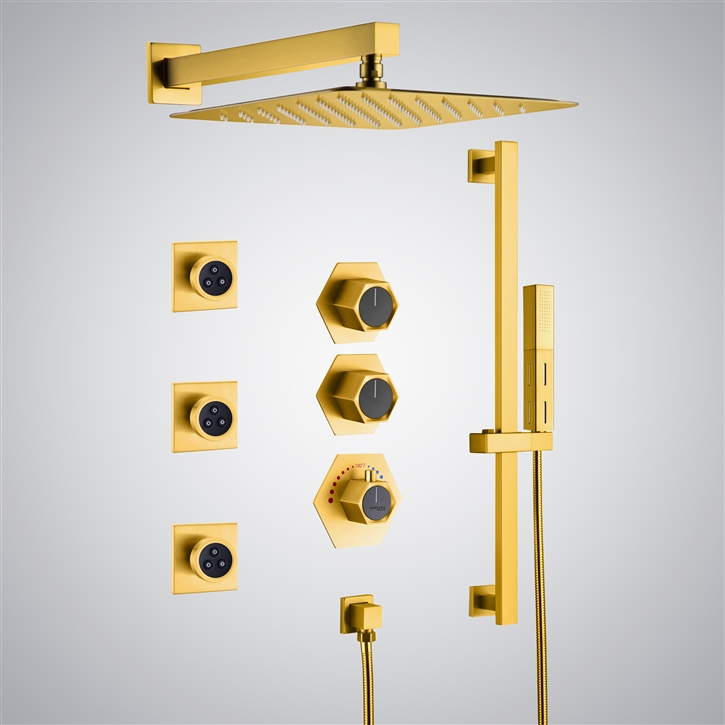 Fontana Gioia Gold Elegant Split Type Shower Set