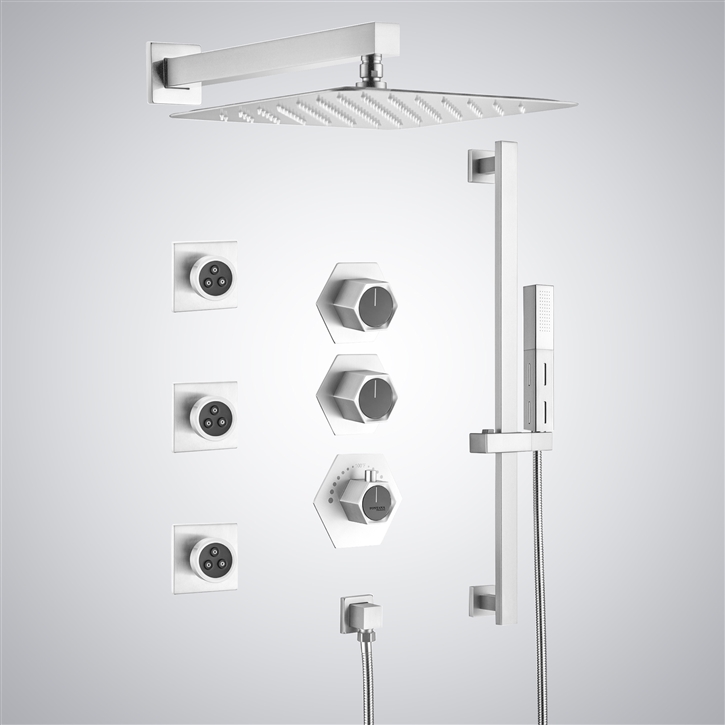 Fontana Gioia Matte White Sleek Rainfall Shower Set
