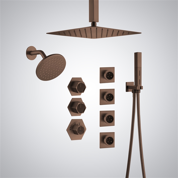 Fontana Pietra Oil Rubbed Bronze Thermostatic Body Jet Shower Set
